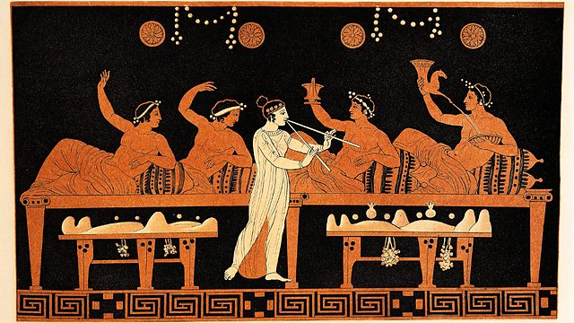 symposium with flute girl